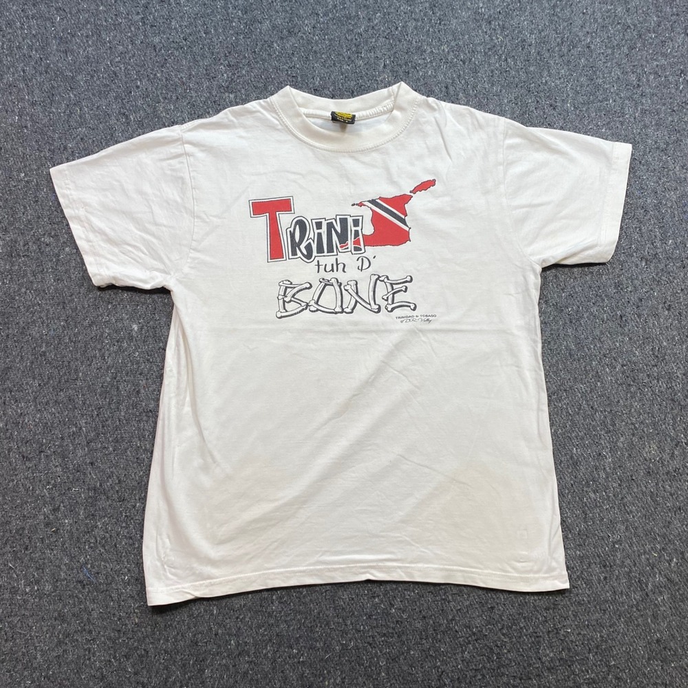 Soleil Trinidad Tobago Trini tuh D Bone TShirt Sz S Mens White Skater Souvenir